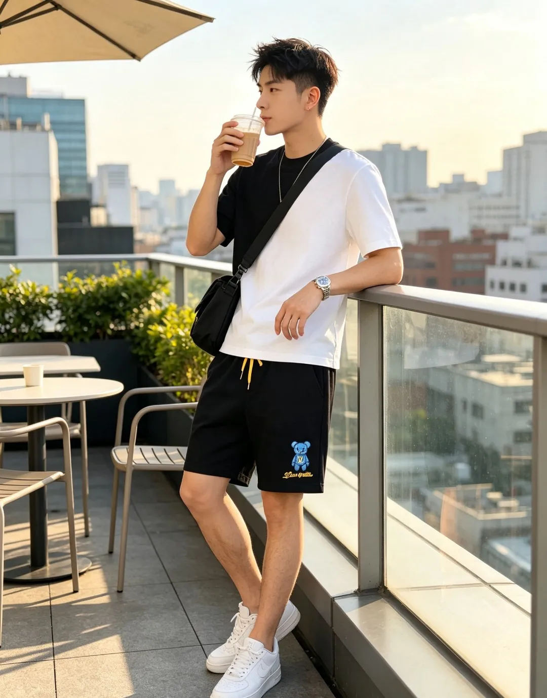 Louis Vuitton/Louis Vuitton 26ss towel patch bear shorts